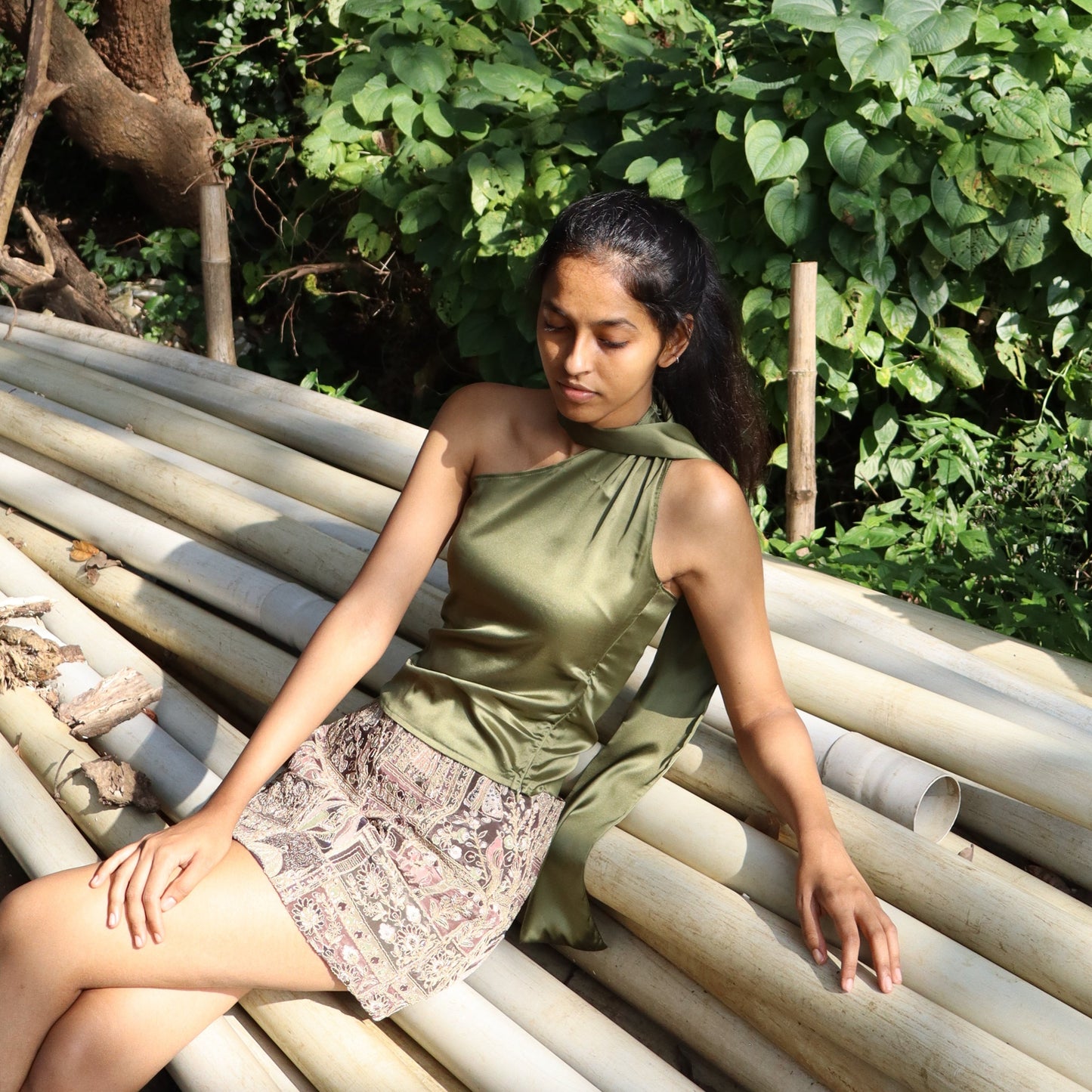 Vana Satin Scarf Top