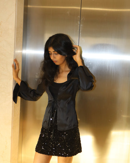 Ojas Satin Tie Shirt